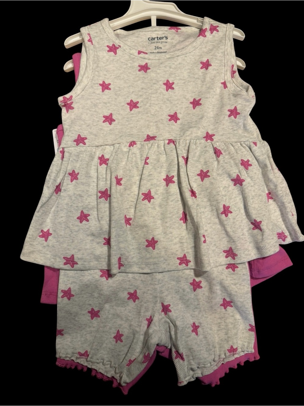 Carter's Gray & Pink Star & Sleeveless Baby Romper Set 4 piece set